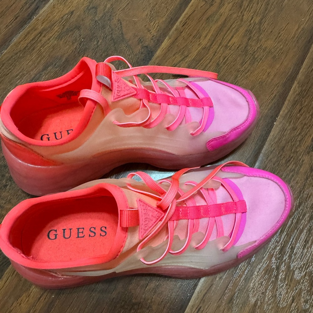 Guess Neon Pink and Coral Sneakers